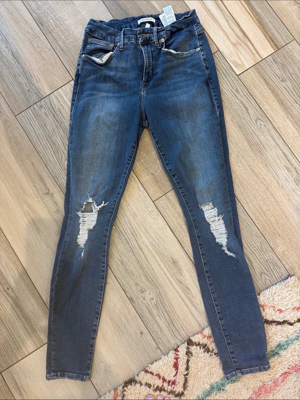 Good American Dark Blue Ripped Skinny Jeans
